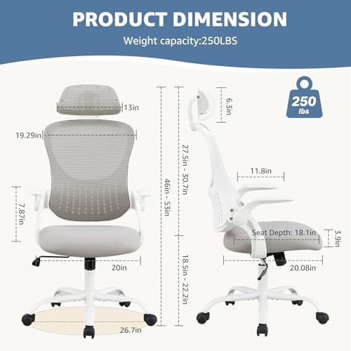 DUMOS Ergonomic Office Chair, Computer Desk Chair, Lumbar Support
