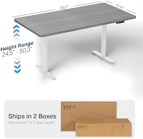 VIVO Dark Gray 55 x 28 in Standing Desk, DESK-KIT-2W55G