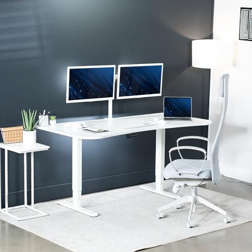VIVO White 63 x 32 in Standing Desk, DESK-KIT-2W1W
