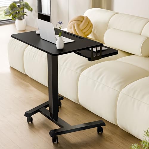 Mobile Standing Desk with Keyboard Tray, Mobile Podium, Rolling Lockable
