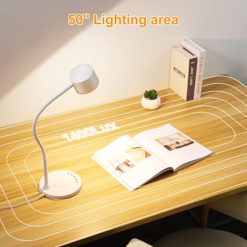 LiFMIRA Desk lamp with 2 USB Charging Ports, Touch Control Desk Light White