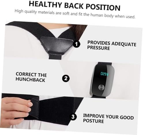 Electronic Posture Reminder Back Posture Corrector Belt for Adults and Upper Back Hunchback Correction Brace Shoulder Support, Black