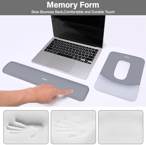 MOSISO Wrist Rest Support Mouse Pad & Keyboard Set, Gray