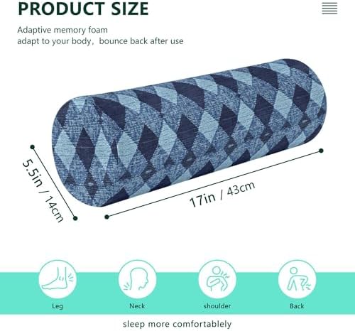 Bolster Pillows for Bed Down Neck Roll Pillow Round Pillows for Chairs Cylinder Pillow Long Lumbar Support Pillow Argyle Plaid Deepskyblue