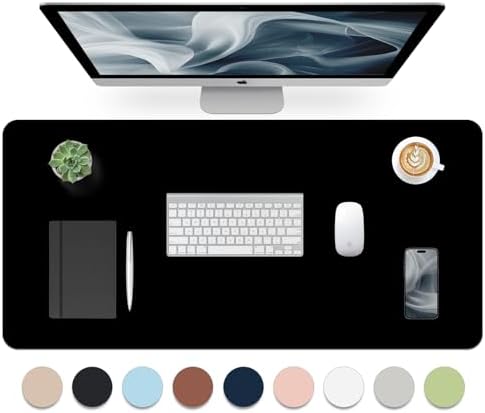Bloss Black Leather Desk Pad, Large Mouse Pad 35.4×17 Inches, Waterproof Office Desk Mat, Non-Slip Desk Pad Protector, Leather Desk Blotter for Home Office Essentials