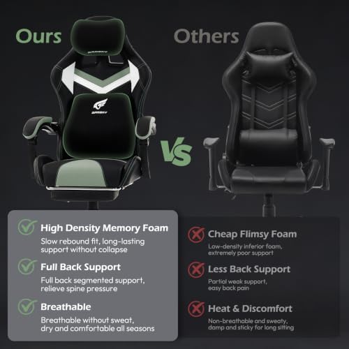 Ergonomic Gaming Chair for Adults, Black Green