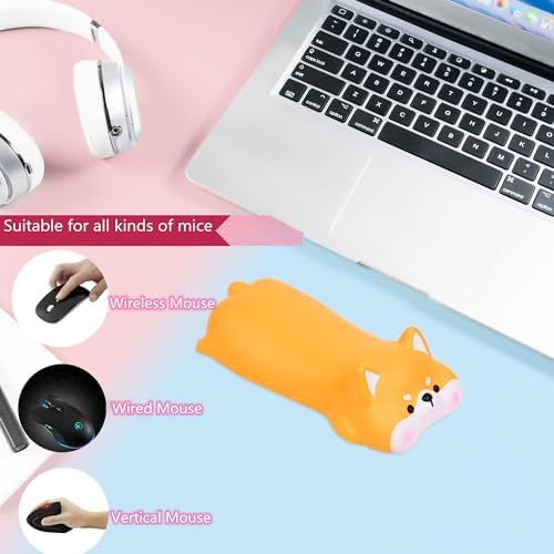 Small Wrist Rest Mouse Pad, Mini Cute Ergonomic Cartoon Mousepad Memory Foam Design Animal Shape Wrist Support Pillow Rest Cushion Mat for Office Computer Laptop(Shiba Inu)