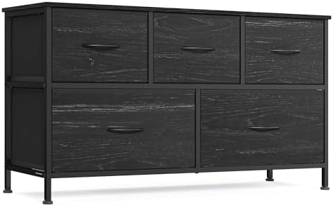SONGMICS Dresser for Bedroom, Wide Dresser with 5 Fabric Drawers