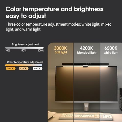 BY-J PC Screen Lamp with Remote Control, Adjustable Screen Light Automatic Dimming, LED USB Computer Lamp 15.7 in Monitor Light Bar Lighting for Office Gaming