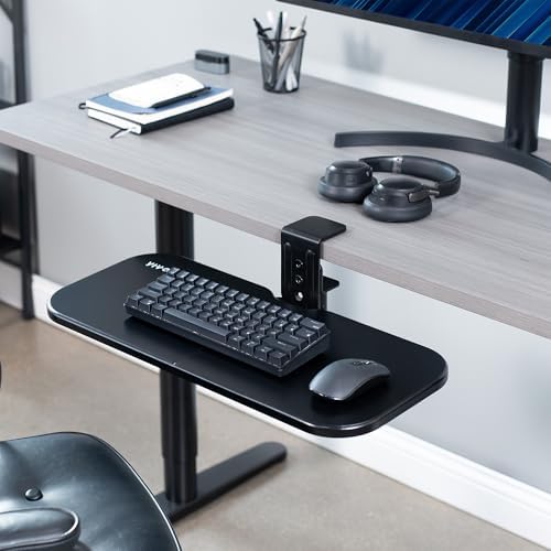 VIVO Black Clamp-on 23 x 10 in Rotating Keyboard Tray, MOUNT-KB04CB