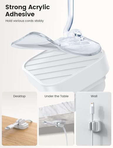 Lamicall 10 Pack [Spring Fixed] Cord Holder, Adjustable Desk Cable Clips
