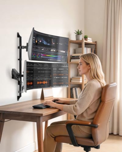 PUTORSEN Triple Monitor Wall Mount for Up to 49" Screens, Holds 44 lbs