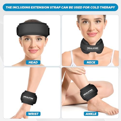 Neck Ice Pack Wrap, Reusable Cold/Hot Gel for Neck Pain, Black