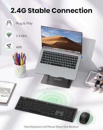 TECKNET 2.4G Rechargeable Ultra-Slim Wireless Keyboard and Mouse Combo