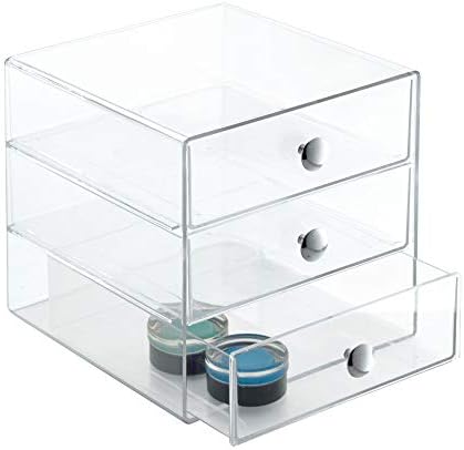 iDesign Stackable 3-Drawer Makeup Organizer, Clear