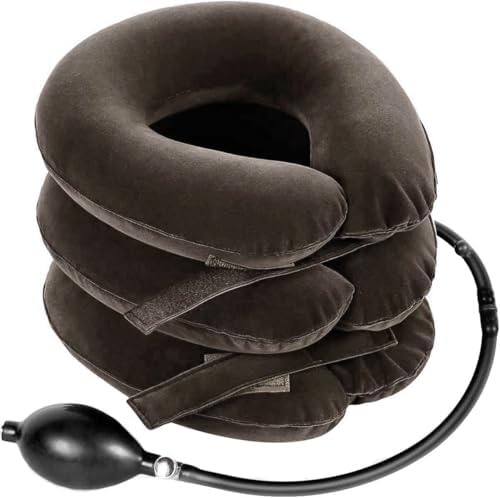 Cervical Neck Traction Device for Instant Neck Pain Relief - Inflatable & Adjustable Neck Stretcher Neck Support Brace, Neck Traction Pillow for Home Use Neck Decompression (Classic Gray)