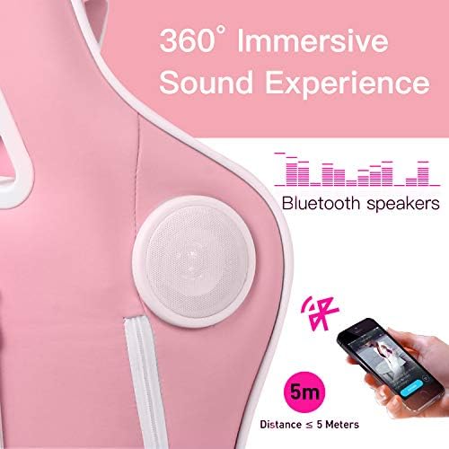 GTPLAYER Gaming Chair with Footrest Speakers Video Game Chair Bluetooth Music Heavy Duty Ergonomic Computer Office Desk Chair (Pink)