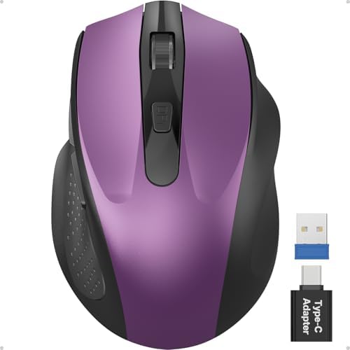 Purple Wireless Mouse for Laptop, Quiet Cordless Computer Mice for Office