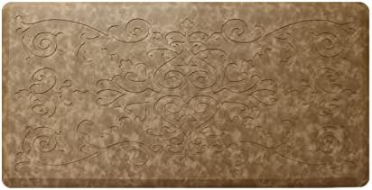 J&V TEXTILES Medallion Embossed Kitchen Mat Cushioned Anti Fatigue Floor Mat, Thick Non Slip Waterproof Kitchen Rugs and Mats,Heavy Duty Foam Standing Mat for Kitchen (Taupe, 17" X 28")
