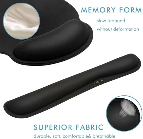 VAGAU Ergonomic Premium Memory Foam Keyboard and Mouse Wrist Rest Pads Set
