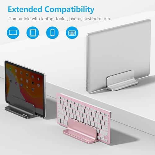 OMOTON Vertical Laptop Stand Holder, Adjustable Dock for MacBook, Rose Gold