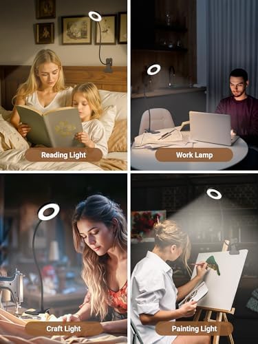 Clip on Lamp,5 Colors+10 Brightness Memory LED Desk Lamp with Clamp Light