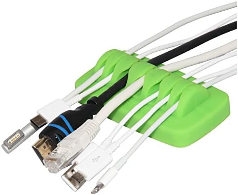 Heaviest Cable Organizer on the Market! Compact and Weighted Desktop Cord Holder for Desk and Nightstand, Eco-Friendly Silicone, No Bad Smell, Bundled with 4 Reusable Cable Ties! (Green)