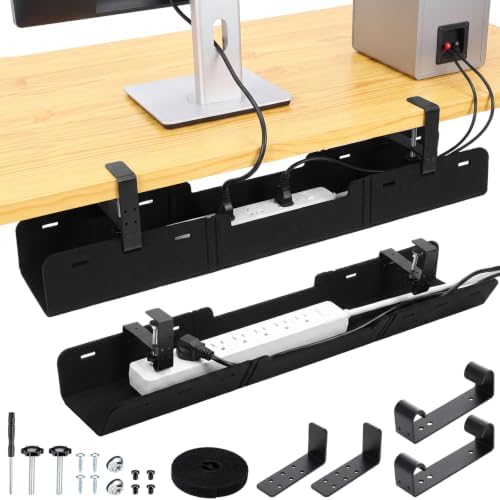 Chumia Under Desk Cable Management Tray No Drill, Black, 36 Inch