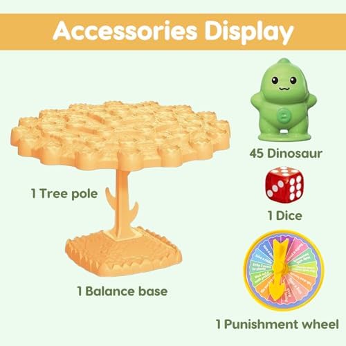 Dinosaur Balance Tree Game, Two-Player Balance Board Game, Balance Game Tree Interactive Desktop Game for Friends and Holiday Party Gifts