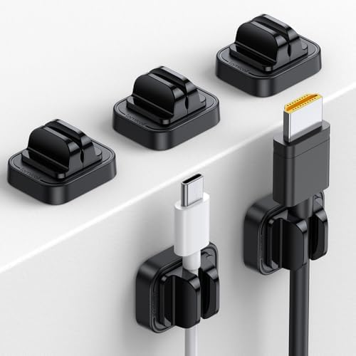 5Pack Cable Spring Holder Clips, Cord Organizer for Desk - Lamicall Adjustable Cord Wire Holder Keeper, Phone Charger Organizer Clips, Wire Cable Management for Nightstand Wall Car Office Desktop