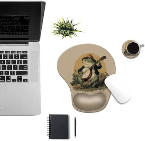 Ergonomic Mouse Pad with Wrist Rest,Comfortable Computer Gel Mouse Pad Wrist Support for Laptop,Pain Relief Mousepad with Non-Slip PU Base Frog