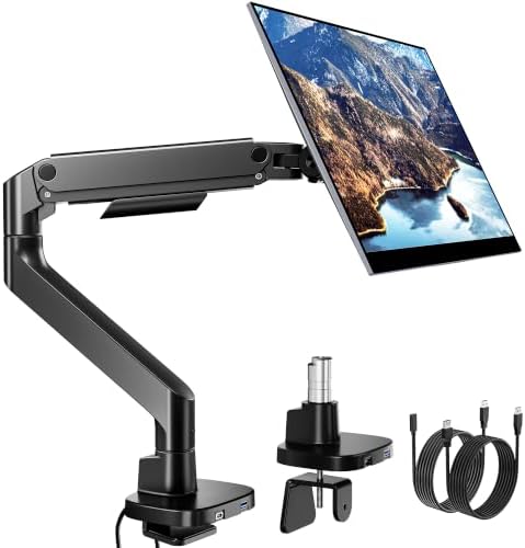 Heavy Duty Monitor Arm for 17-49 Inch, 44 lbs, VESA 75/100 with USB, Black