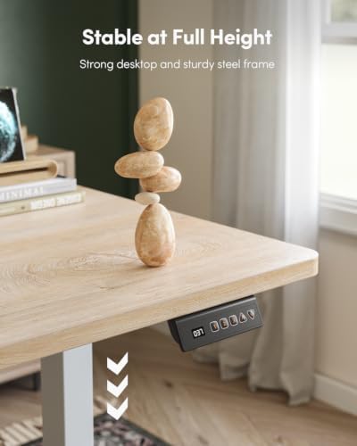CubiCubi 55 x 24 Large One-Piece Electric Adjustable Standing Desk, Maple