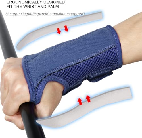 NuCamper Wrist Brace for Carpal Tunnel Night Wrist Support Left Hand Navy