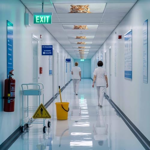 Blue Tiger Fluorescent Light Covers for Ceiling Lights 4x2 feet, 2 Pack Magnetic Light Filters for Classroom, Funny Animals Modern Art Fluorescent Lamp Shade Panel for Office School Drop Home