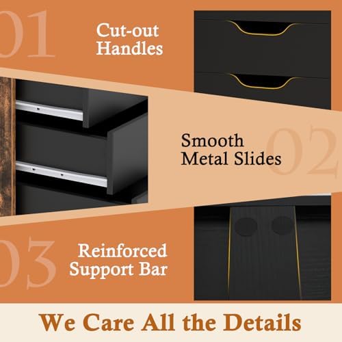 DREAMADE Rolling File Cabinet, 5-Drawer Under Desk File Cabinet