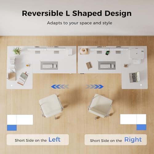 Agilestic 55 * 28 Inch Reversible L Shaped Electric Standing Desk, White