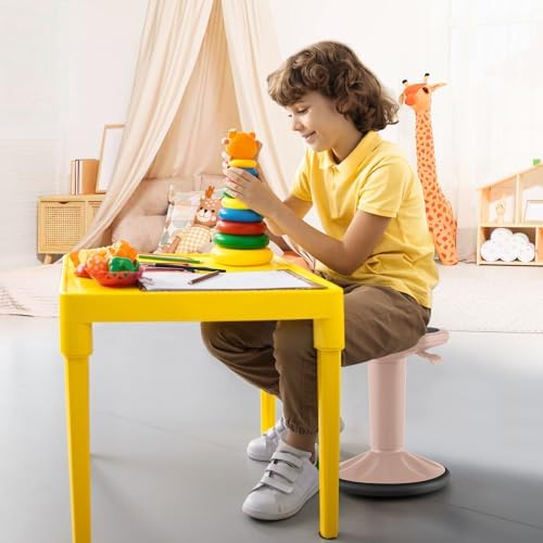 GLACER Wobble Stool, Height Adjustable 16.5-24" Flexible Seating (Pink)