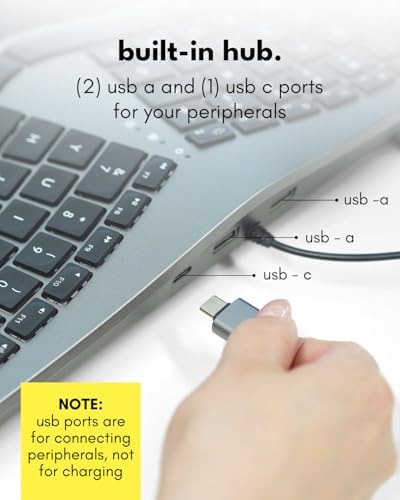 Macally Wired Ergonomic Keyboard for Mac - USB Hub, Backlit Keys, Dual USB C + A Plug, Split Design, Padded Wrist Cushion - Compatible Apple Keyboard for MacBook Pro/Air, iMac, iPad - Space Gray