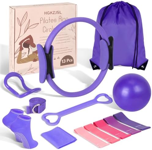 Pilates Kit for Women 13PCS, Pilates Ring Ball Resistance Bands Workout Set