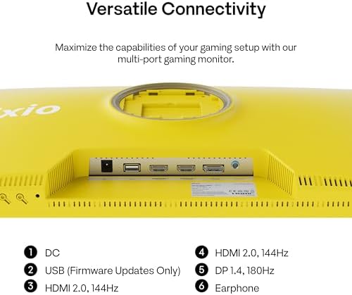 Pixio PX278 Wave Yellow 27 inch 180Hz Refresh Rate Quad HD 1440p Resolution Fast IPS Panel 1ms GTG Response Time Built-in Speakers Gaming Monitor with AMD FreeSync