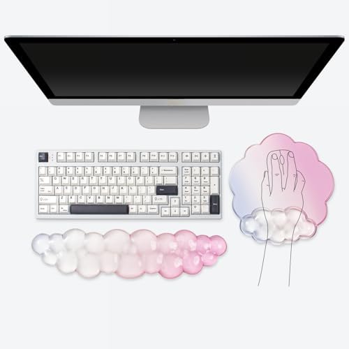 Pink Cloud Wrist Rest for Keyboard and Mouse - Ergonomic Gel Cloud Mousepad