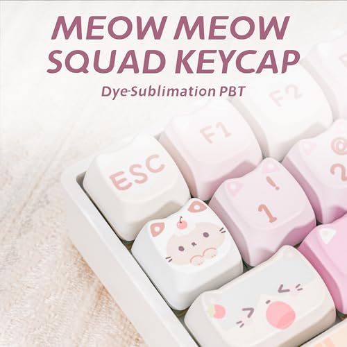 ZORNHER ZH100 Wireless Cat Mechanical Keyboard,98% Pink Cute Creamy Keyboard with Number Pad,Full Size Hot-Swappable Kitty Gaming Keyboard,Meow Meow Squad Keycaps,Clicky Blue Switches,RGB Backlit
