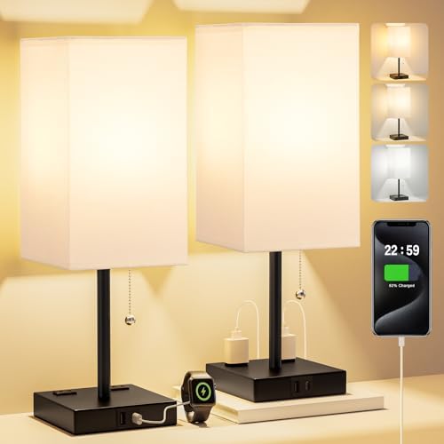 Fenmzee Bedside Lamp for Bedroom Set of 2 - Table Desk Lamp for Nightstand