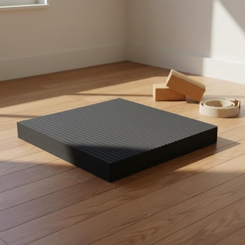 Cushion Stability Mat Workout Pad Exercise Pad With Thick Supportive NBR Foam And Textured Non Slip Base Suitable for balance and stability work flexibility routines standing desk, Black