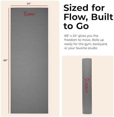 Sunny Health & Fitness Exercise Yoga Mats - Non-Slip Support for Home & Gym
