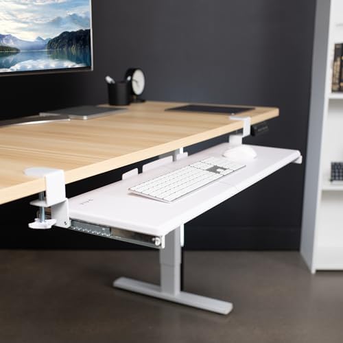 VIVO White Extra Large Clamp-on 34 x 11 in Keyboard Tray, MOUNT-KB15EW