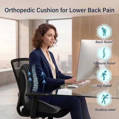 Ergonomic Seat Cushion with Lumbar Support（Black）