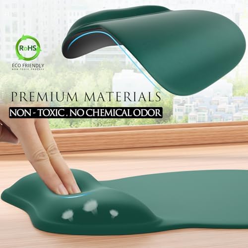 MROCO Ergonomic Mouse Pad with Gel Wrist Rest, 9.4 x 8.1 in, Forest Green