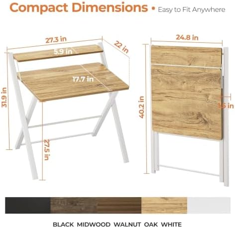 GreenForest Folding Desk No Assembly, Sturdy Computer Desk for Small Spaces